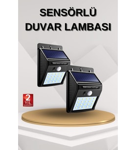 Solar Sensörlü Duvar Lambası Bahçe Lamba 20 Led Işık - Lisinya