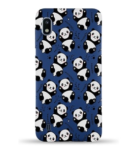 Samsung Galaxy A10 Uyumlu Lansman Kılıf Panda Tasarımlı İçi Kadife Kapak-Lacivert (Şeffaf)