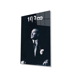 Atatürk Cam Tablo 4mm Dayanıklı Temperli Cam, Atatürk Glass Wall Art (Çok Renkli)