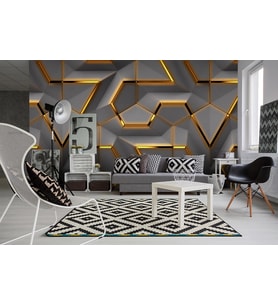 3 Boyutlu Geometrik Duvar Kağıdı