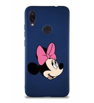 Xiaomi Redmi Note 7 Soft Premier Kapak Minnie Mouse-A Tasarımlı Silikon Kılıf - Lacivert (Şeffaf)
