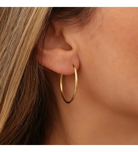 925 Ayar Gümüş İnce Halka Küpe (Altın)
