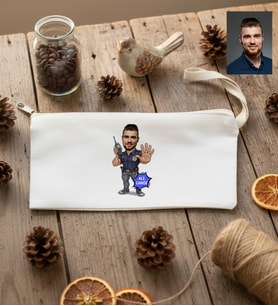 Kişiye Özel Karikatürlü Özel Güvenlik Kalemlik Ham Bez Doğum Günü Hediyesi