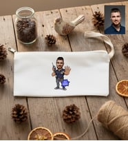 Kişiye Özel Karikatürlü Özel Güvenlik Kalemlik Ham Bez Doğum Günü Hediyesi