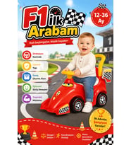 F1 İlk Arabam - İlk Arabam - Binmeli Araba - Çocuk Arabası - İlk Adım Arabası
