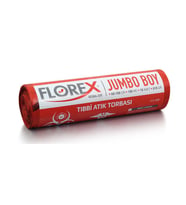 FLOREX - TIBBİ ATIK ÇÖP POŞETİ JUMBO 80X110 BASKILI KIRMIZI 10 YAPRAK - 1 RULO
