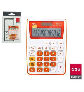 DELİ 1122 MASA ÜSTÜ HESAP MAKİNESİ 12 HANE TURUNCU