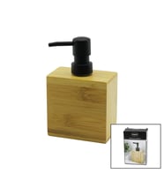 DİKDÖRTGEN AHŞAP BAMBU SIVI SABUNLUK SİYAH PLASTİK POMPA 5.8 X 9.9CM - Y: 10CM (5047)