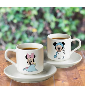 Bebek Mickey & Minnie Mouse Tasarımlı İkili Türk Kahvesi Fincanı Seti