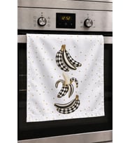 Valerine Life El Kurulama Havlusu 30x50cm Mutfak, Fırın için Pamuklu Emici Damalı Muzlar