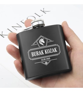 Kişiye Özel Horse içki Matarası 6 Oz Siyah