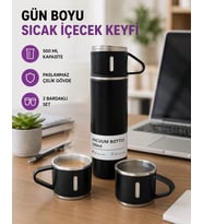Paslanmaz Çelik 500 Ml Termos Seti - 8 Saat Isı Koruma, Vakumlu, Sızdırmaz Ve Taşınabilir