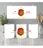 Kişiye Özel Taraftar Kupa Bardak, İsimli Cimbom Galatasaray Aslanlı Bardak 330ml, Beyaz (Doğal Beyaz)