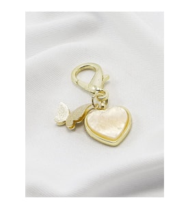 Metal Kelebek Kalp Klipsli Cüzdan Çanta Süsü Charm Gold Renkli