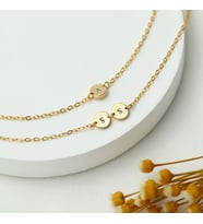 Kişiye Özel 925 Ayar Gümüş Disk Çoklu Harf Bileklik (Gold)