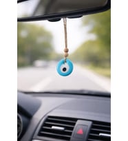 Turkuaz Cam Nazarlık 4 Cm – Araba İçin Dikiz Aynası Ağaç Duvar Dekoru – Küçük Boy Şans Süsü