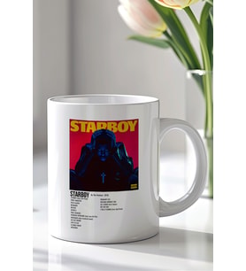 The Weeknd Starboy Tasarımlı 330ml Baskılı Beyaz Seramik Kupa Bardak