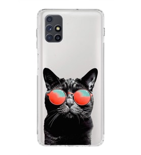 PrintiFy Samsung Galaxy M51 ile Uyumlu Kedi 3 Kamera Korumalı Şeffaf Kılıf