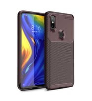 Xiaomi Mi Mix 3 Uyumlu Karbon Desenli Negro Silikon Kılıf (Kahverengi)