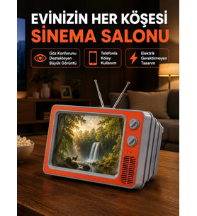 Mey İthalat® Telefon İçin 12 İnç Ekran Büyütücü Retro Televizyon Tasarımı HD Film İzleme Katlanabilir Stand