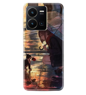 Vivo Y35 Kılıf Silikon Desen Özel Seri Kız ve Kedi 1762