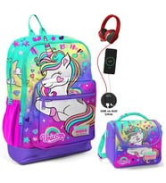 Coral High Su Yeşili Lavanta Unicorn Okul ve Beslenme Çantası Seti - Usb Soketli - Kız Çocuk
