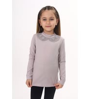 Toontoy Kız Çocuk Yakası Dantel Detaylı Tişört (Kahverengi)