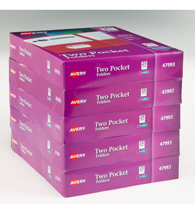 Avery Two-Pocket Klasör, Koyu Mavi, Fall 5 Adet 5 Pack (Standart)