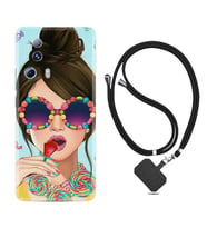Xiaomi Mi 13 Lite Kılıf Resimli Boyun Askılı İpli Desenli Silikon Sugar and Woman 1418