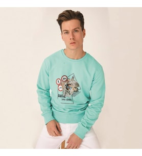 Biggdesign Nature Durak Erkek Sweatshirt (Açık Mavi)