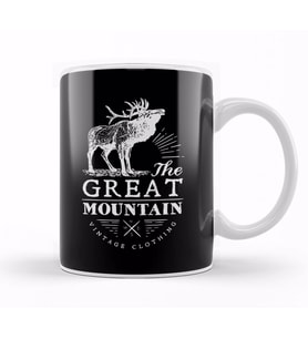 Retro Animal Stag Great Mountain Vintage Clothing White Kupa Bardak Porselen