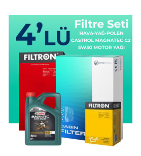 Filtron Peugeot 207 1.4 Dizel Filtre Bakım Seti Castrol Motor Yağlı (2011-2013) 4 Lü