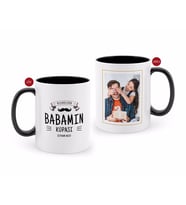 BK Gift Kişiye Özel Babalar Günü Hediyesi Fotoğraflı Siyah Beyaz Kupa Bardak-28