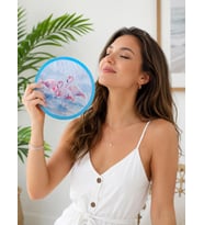 Katlanır Mini Çantalı Yelpaze Flamingo Desenli Taşınabilir El Yelpazesi Yazlık Plaj Seyahat Kamp Piknik