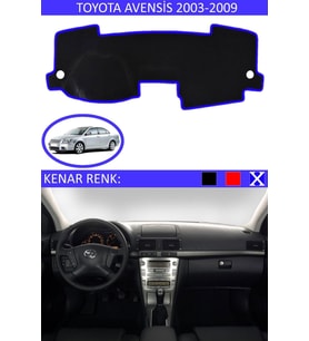 Toyota Avensis 2003-2009 Için Uygun Torpido Koruma Halısı Siyah Kenar Renk Mavi