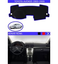 Toyota Avensis 2003-2009 Için Uygun Torpido Koruma Halısı Siyah Kenar Renk Mavi