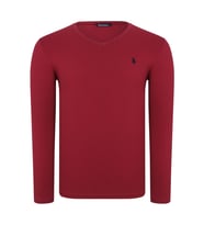T8587 DEWBERRY V YAKA ERKEK UZUN KOL T-SHIRT-DÜZ BORDO