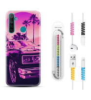 Realme 5i 5 Pro 6i 7 Pro 8 Kılıf Kablo Koruma Spiral Silikon Mor Araba 1711