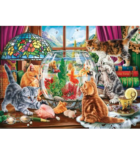 Anatolian 1000 Parça Sevimli Kediler ve Akvaryum  Etkisi Puzzle