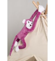 Boumini Toys Boyuna Sarılan Pelüş Maymun Mor Elleri Çıtçıtlı 55 cm