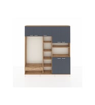 Arges Dolap 11 Raflı Tek Çekmeceli 7 Kapaklı 220x30x243 Çam-Antrasit/Çam