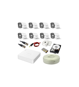 Hikvision Colorvu 8li 2mp Set Gece Renkli Sesli Görüntü 1tb HDD (Beyaz)