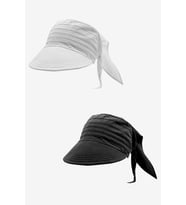 Kadın Bağlamalı Siperli Eşarp Bandana Plaj Şapkası 2li Paket Siyah+Beyaz (Karışık)