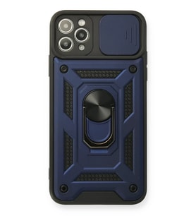 iPhone 11 Pro Kılıf Pars Lens Yüzüklü Silikon - Lacivert