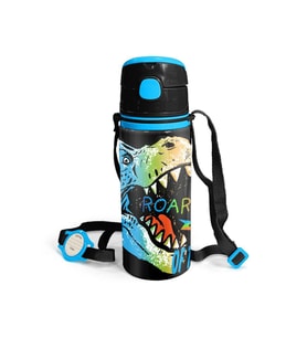 Coral High Kids Gri Dinozor Desenli Pipetli Alüminyum Matara 600 ml 11944