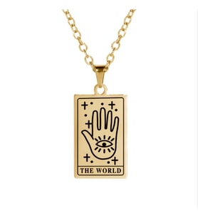 Altın Kaplama Tarot The World Gümüş Kolye