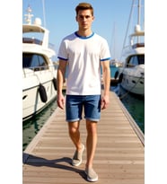 Erkek Şort Slim Fit Kot Normal Bel Destroylu Yıpratmalı Dar Paça Denim Kumaş Yazlık Kısa Boy