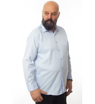 Mavi 4 Drop Ekstra Büyük Yaka Rahat Kesim Micro Kumaş Kol Düğmeli Regular Fit Erkek Gömlek // 189-4-DC24X