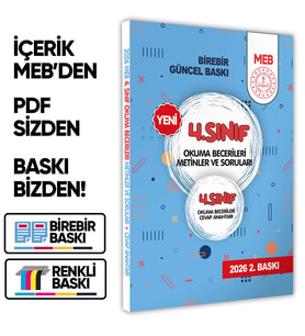 2026 MEB İlkokul 4.Sınıf Okuma Becerileri Metinler ve Soruları Çözüm Kitapçık İlaveli BASKI ÜCRETİ