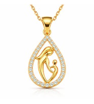 Gümüş Gold Damla Anne Çocuk Kolyesi